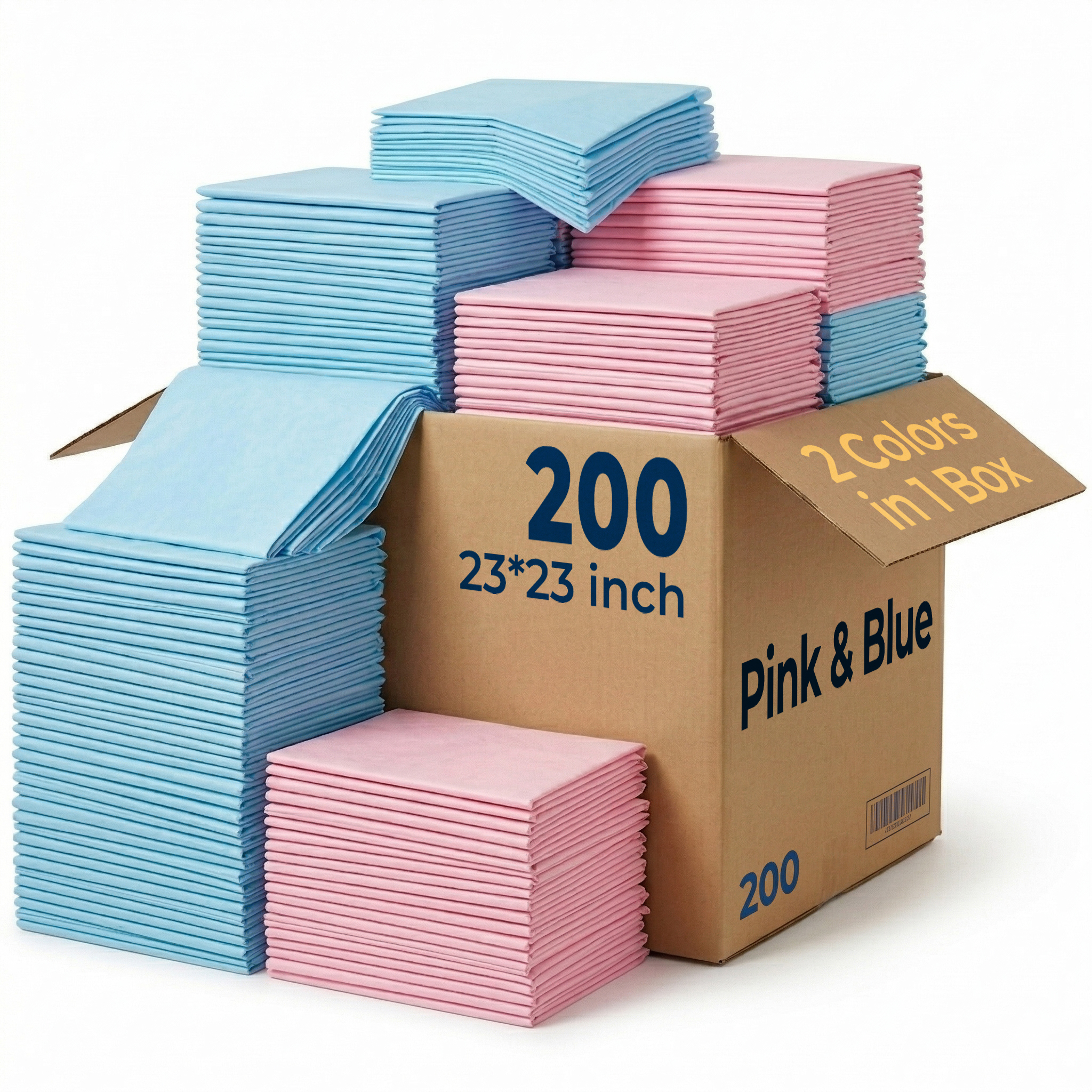 Dog Pee Pads 200 Count, MoMoCo Dual Color Pink & Blue 6-Layer Bulk Value Pack